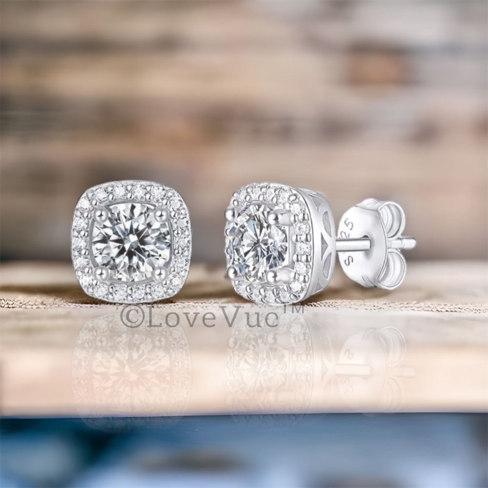 Certified 1ct. t.w. Diamond Brilliant Cut Halo Stud Earrings - Picture 5 of 14